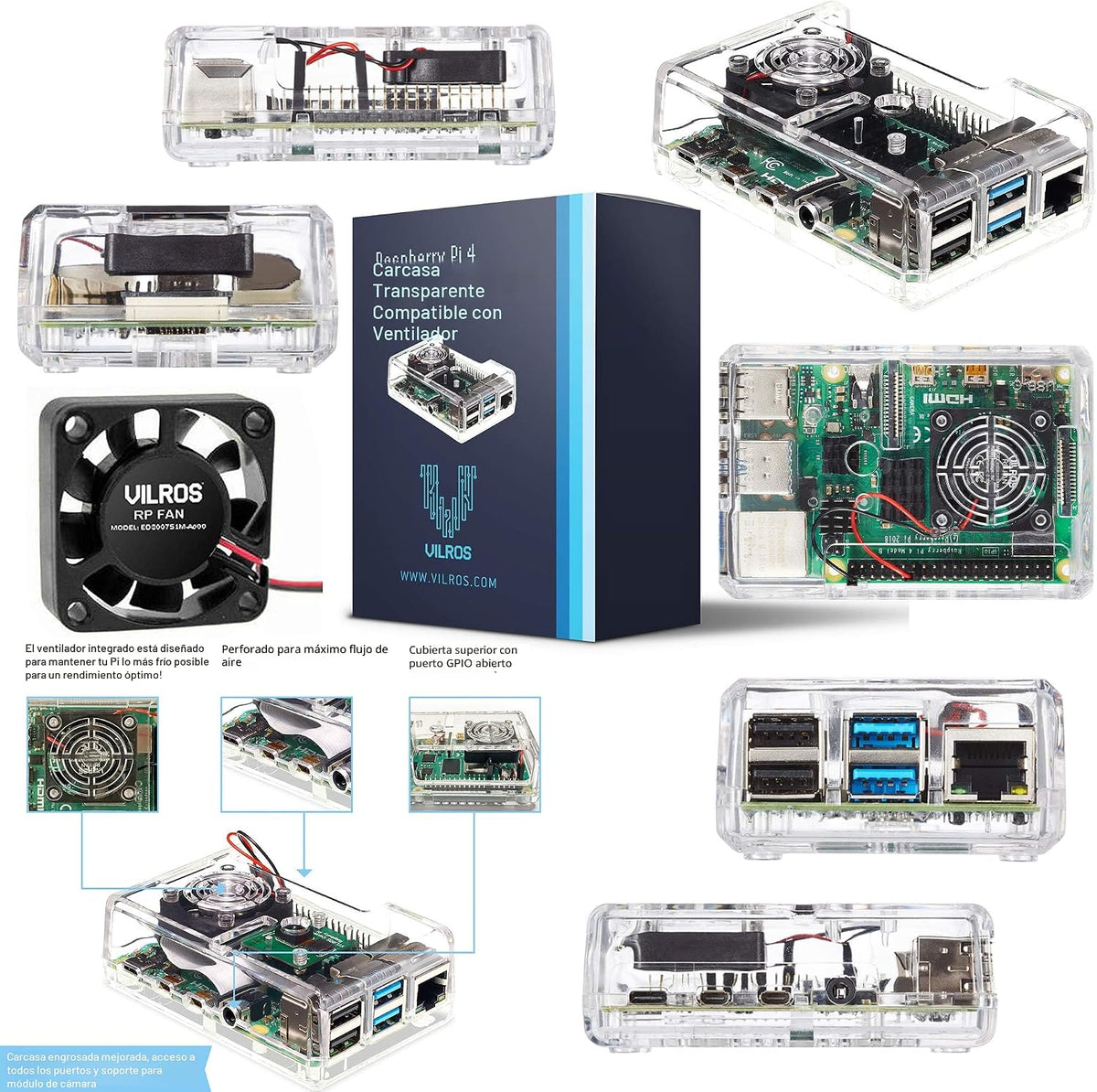 Vilros Kit completo de Raspberry Pi 4 para principiantes - Incluye...