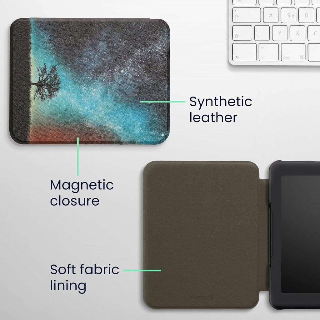 kwmobile Funda Compatible con Barnes & Noble Nook Glowlight 4 / 4e - Funda para eReader - Naturaleza Cósmica Azul/Gris/Negro