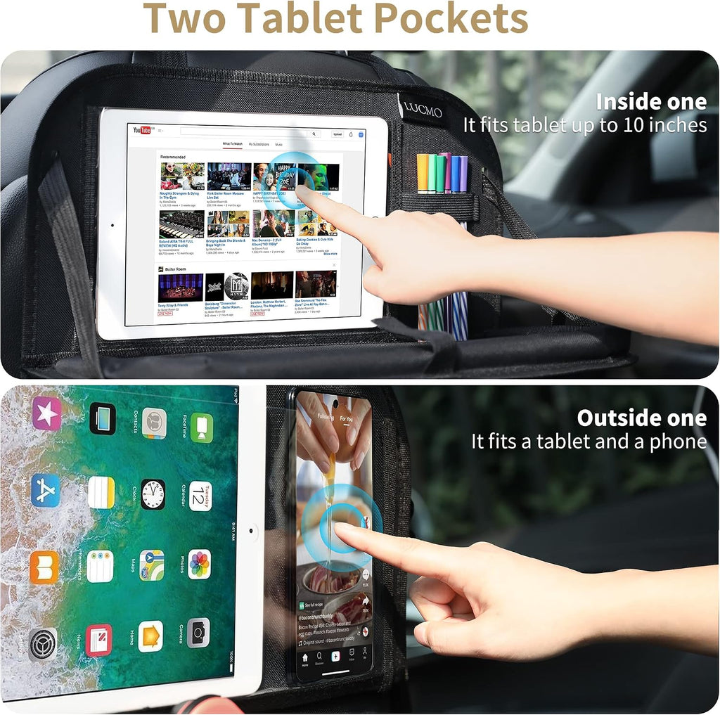 Organizador de asiento trasero de coche con soporte plegable para