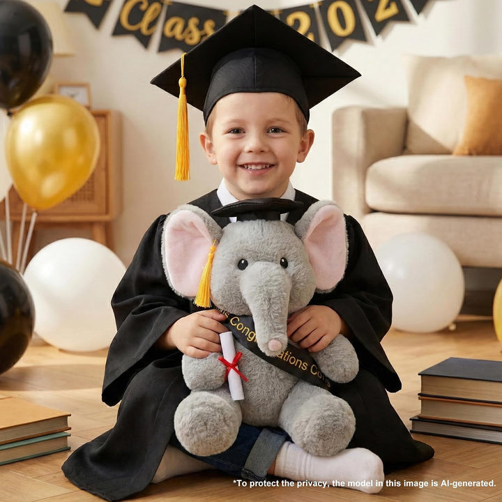 WEIGEDU Juguete de peluche de elefante de graduación, 12 pulgadas |...
