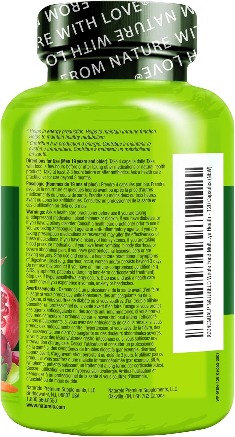 Naturelo Multivitamina alimentaria completa para hombres, 1