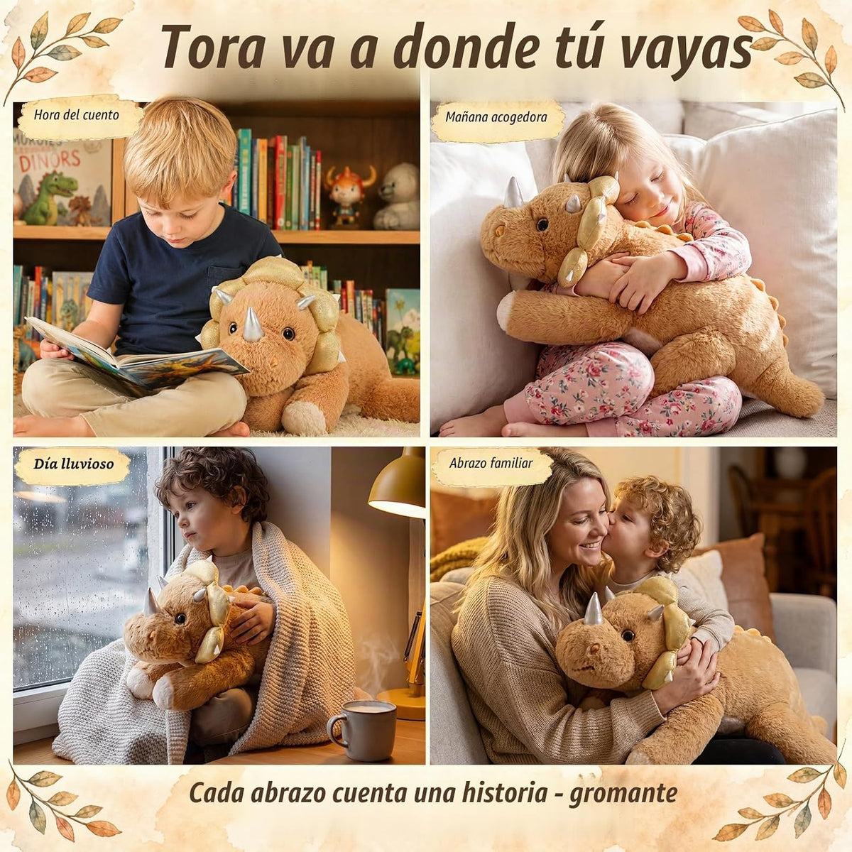 gnomantic Animales de peluche con peso de dinosaurio, almohada de felpa