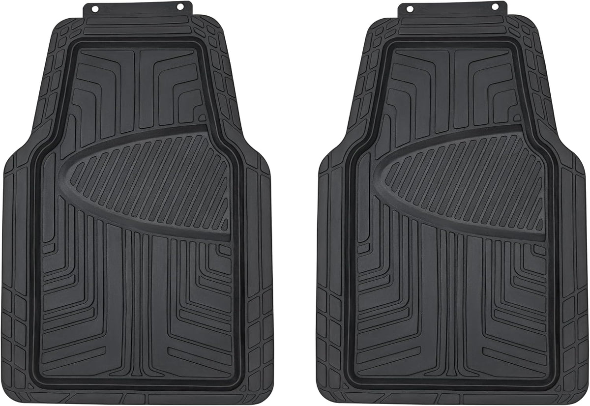 Amazon Basics 2 alfombrillas de goma antideslizantes de alta calidad para todas las estaciones para automóviles, SUV y camiones, ajuste universal, color negro
