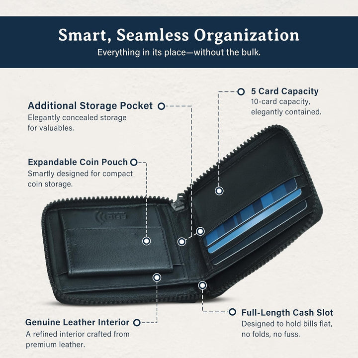 ROGUE WALLET Carteras interiores de cuero genuino para hombres, car...