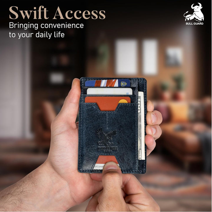 BULL GUARD Billetera de cuero delgada con bloqueo RFID para hombres...
