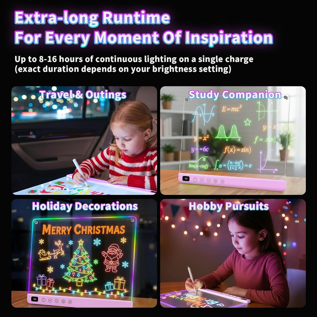 Tablero de dibujo LED con 13 efectos de luz, tablero de notas LED recargable de 16 pulgadas con colores, tableta de dibujo con luz de neón, regalos para niños para Pascua, cumpleaños, ideas
