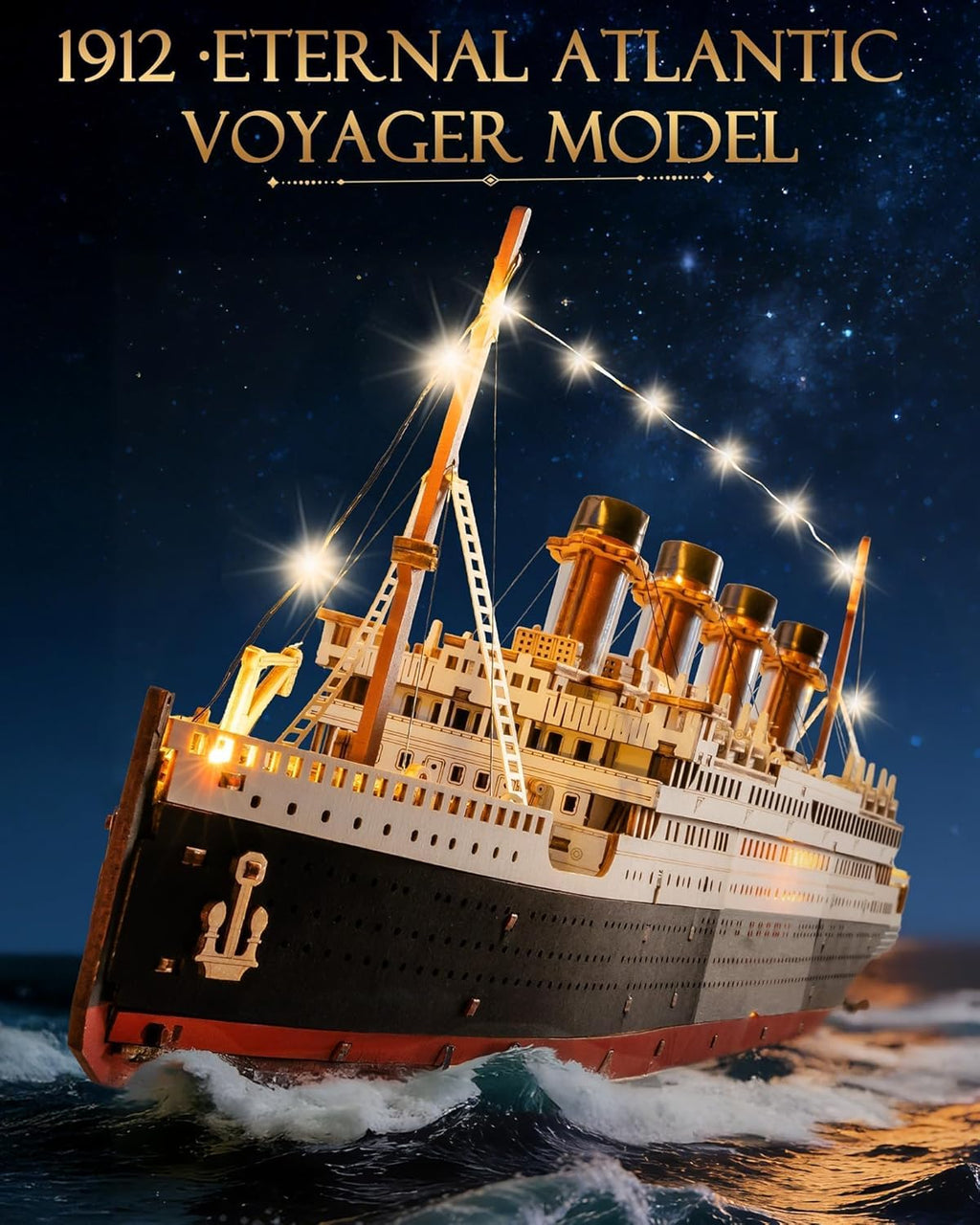 Rolife Rompecabezas de madera 3D modelo Titanic Kit de barco 19.5" 433pcs
