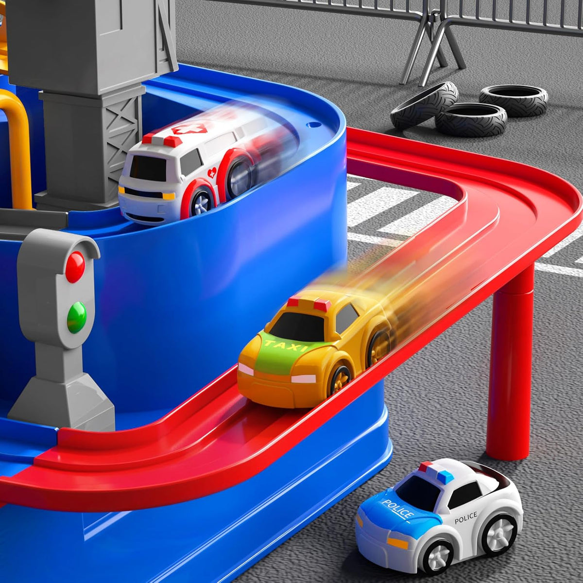 Pista de carreras de autos para niños a partir de 3 años, juguetes