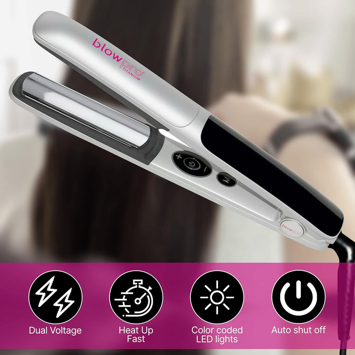 blowpro Plancha plana profesional de titanio, 1 pulgada, alisador d...