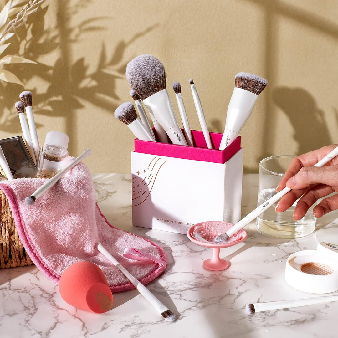 Jessup Juego de 14 brochas de maquillaje de alta gama para mujeres,...