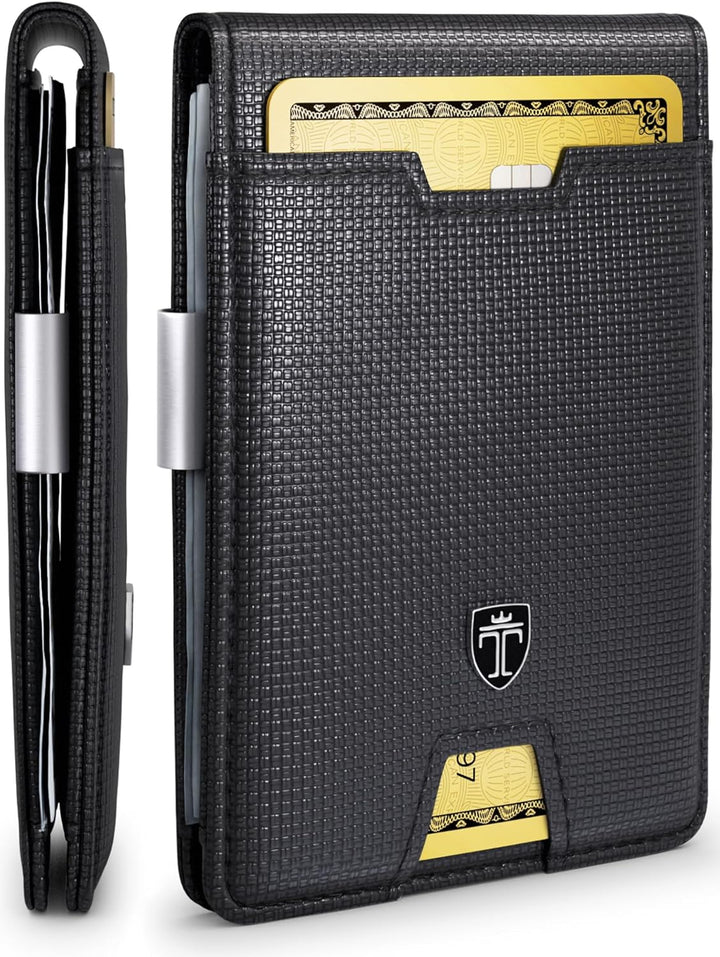 TRAVANDO AUSTIN - Cartera para hombre con clip para dinero, bloqueo...