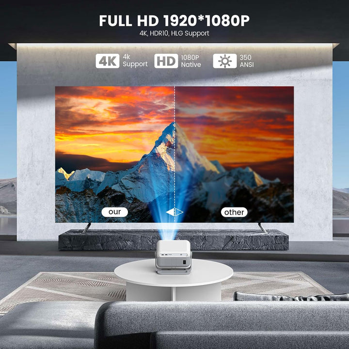 【Compatible con Netflix y Native 1080P】Mini proyector con WiFi y Bl...