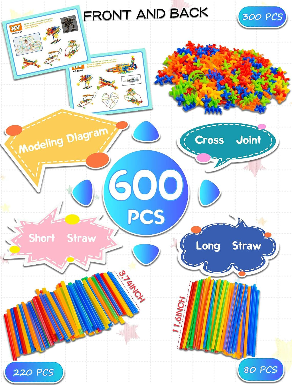 600 juguetes de construcción STEM, juguetes de constructor de paja, juegos de construcción de ingeniería de grado superior para niños, desarrolla habilidades motoras y pensamiento lógico, divertido juguete educativo ideal para regalo