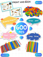 600 juguetes de construcción STEM, juguetes de constructor de paja, juegos de construcción de ingeniería de grado superior para niños, desarrolla habilidades motoras y pensamiento lógico, divertido juguete educativo ideal para regalo