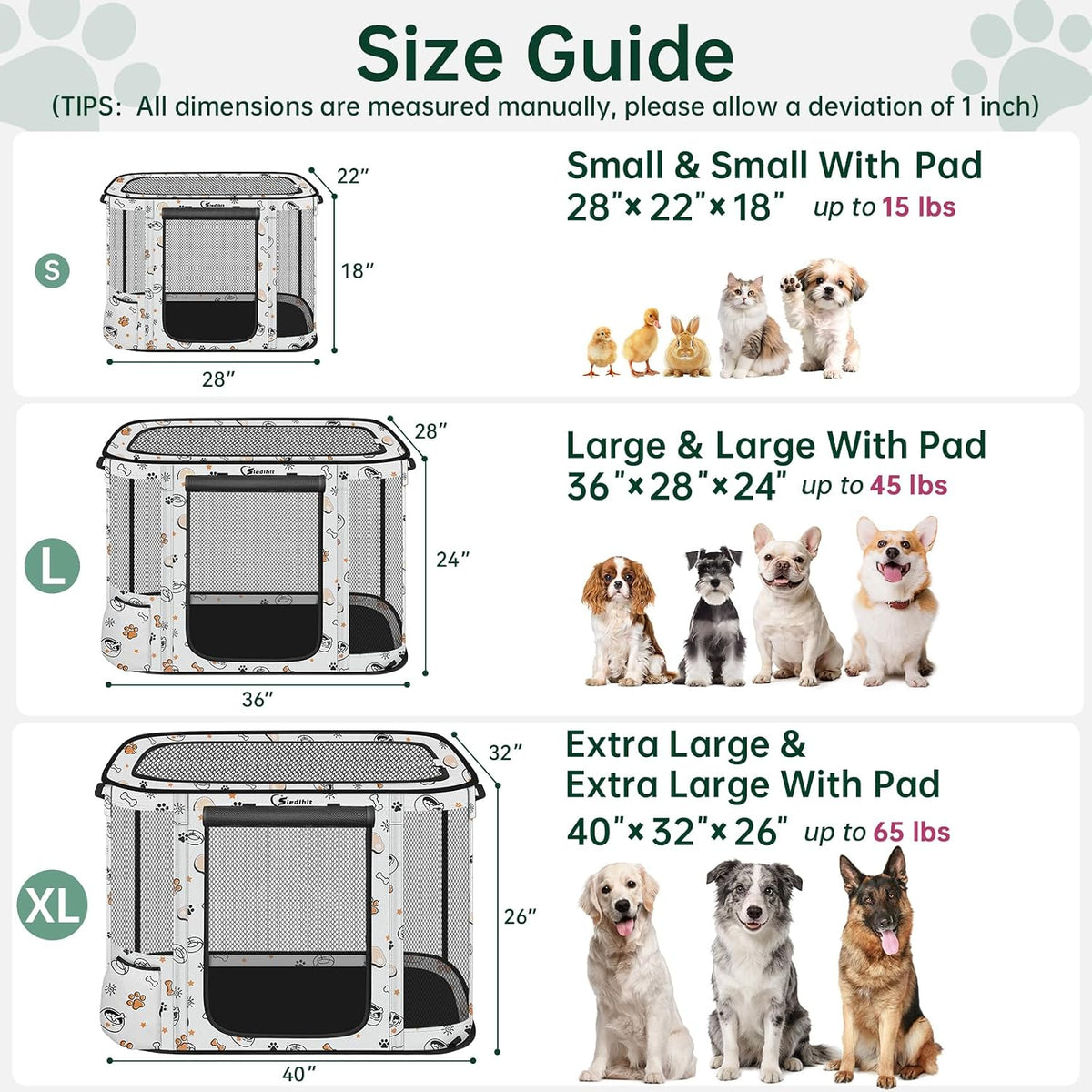 Siedihit Bonito corralito para perros de 36 pulgadas, jaula para gatos y