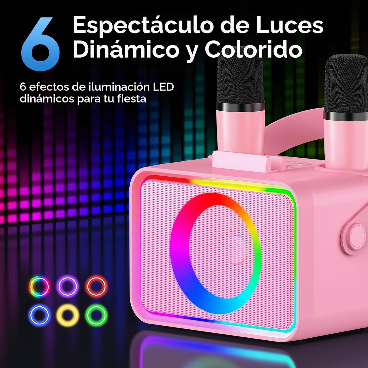 Karaoke Machine para Kids Adults,Bluetooth Speaker 2 Wireless Microphones