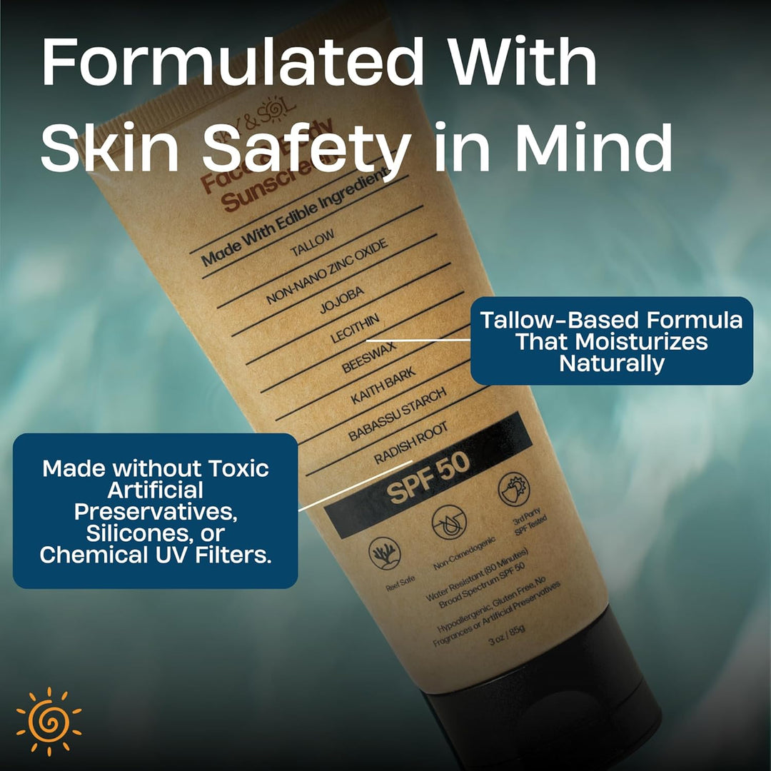 Sky and Sol Protector solar mineral SPF 50 | Con hierba seca y óxid...