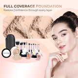 Kit básico con juego de 6 brochas y juego de bases de maquillaje mi...