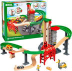 BRIO World Lift & Load Warehouse Set - 32-Piece Wood Train Set - Works con All Wooden Railway Sets - Includes 4-Level Elevator, Vehicles, Tracks & Full Station - MESH Accredited para Ages 3+