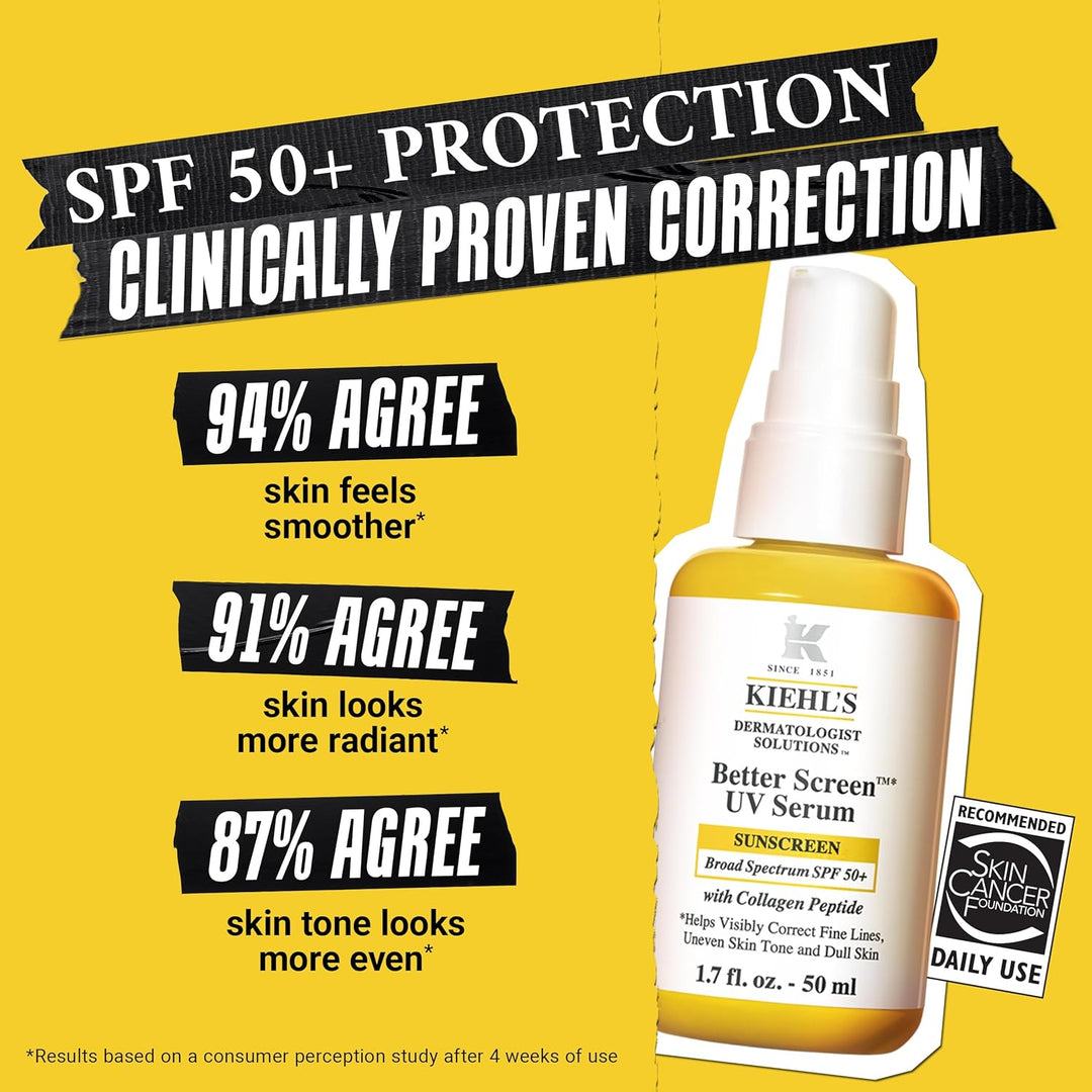 Kiehl's Better Screen - Suero UV SPF 50+, protector solar facia...