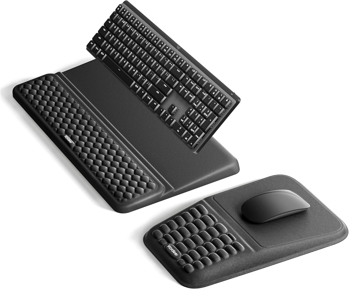 Vaydeer Juego de soporte para teclado y mouse pad, reposamuñecas de espuma