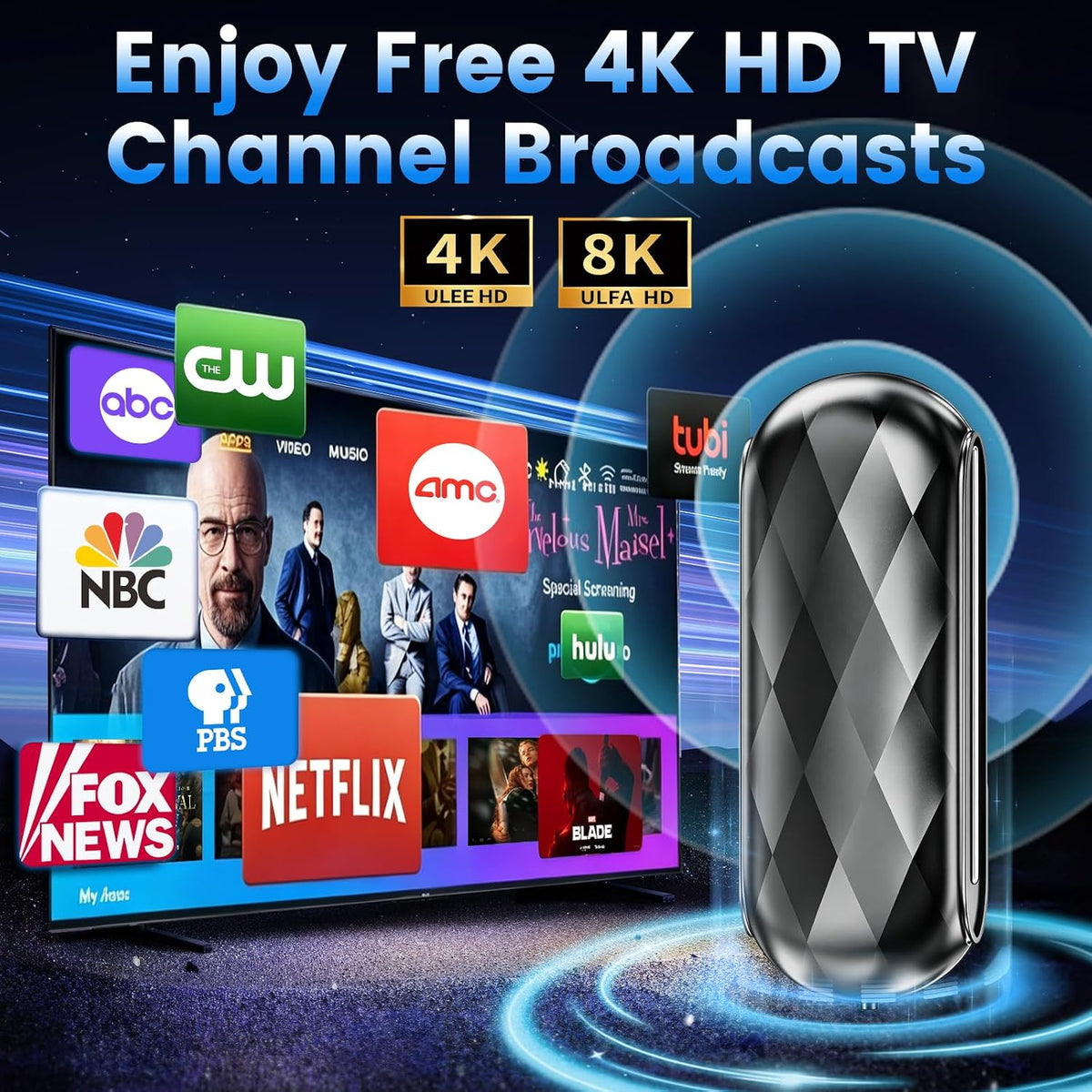 Antena de TV para canales locales, 6000+millas Antena digital Smart TV