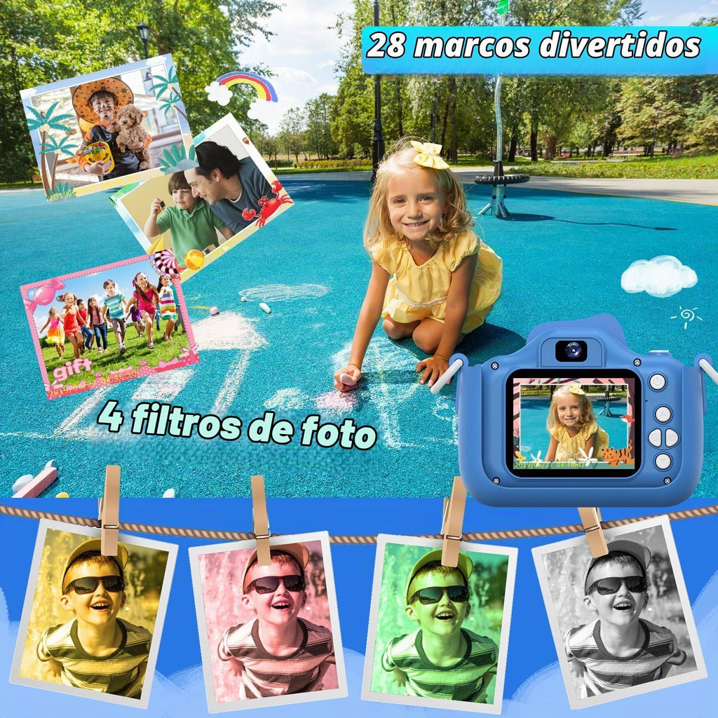 Juguetes de cámara selfie para niñas de 3 a 9 años, juguete de cámara de video digital con cubierta protectora, regalos de festival de cumpleaños de Navidad para niñas de 3 a 9 años