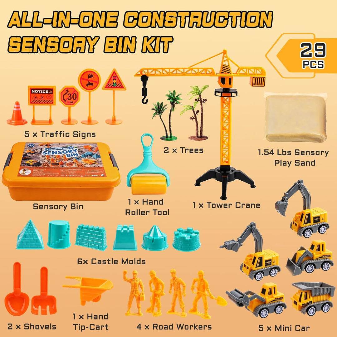 JOYSINTOY Contenedor sensorial de construcción para niños pequeños,...