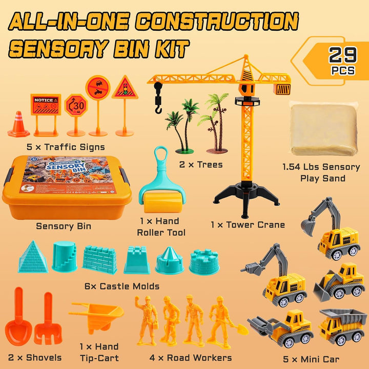 JOYSINTOY Contenedor sensorial de construcción para niños pequeños,...