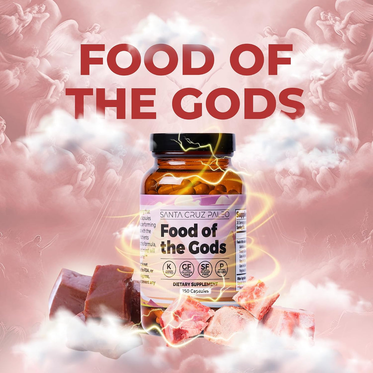 Santa Cruz Paleo, Food of the Gods Suplemento de órgano de carne de res alimentada