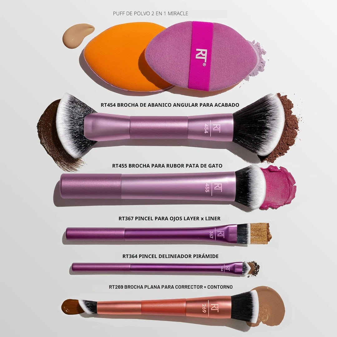 Real Techniques Big Blends Energy Brush + Kit de Esponja de Doble C...