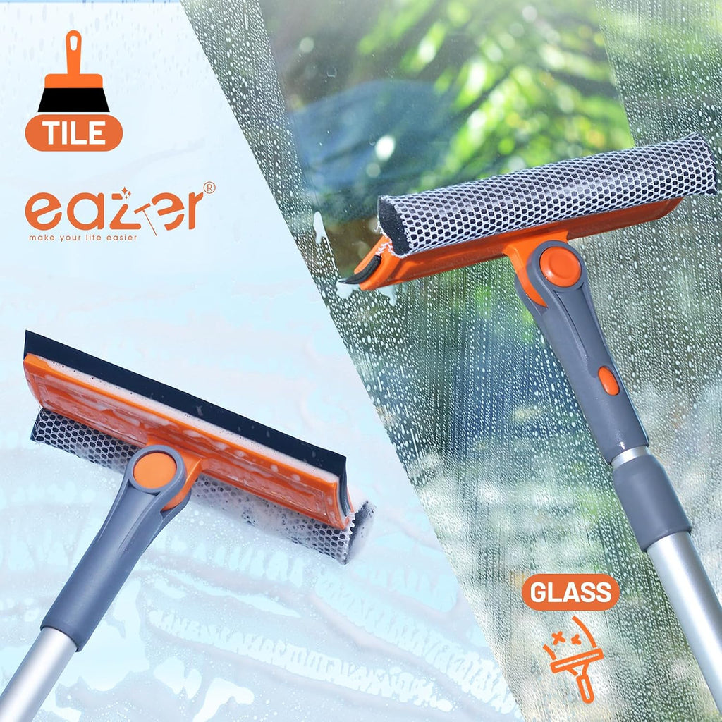 Escobilla de ventana profesional, escobilla giratoria 2 en 1 para kit de limpieza de ventanas, herramienta de limpieza de ventanas, kit de equipo de lavado de ventanas con poste de extensión (20