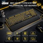 RK ROYAL KLUDGE S108 - Teclado mecánico de máquina de escribir, teclado para juegos con cable con teclado numérico, teclados retro de tamaño completo con reposamuñecas desmontable para Mac/Win/PC