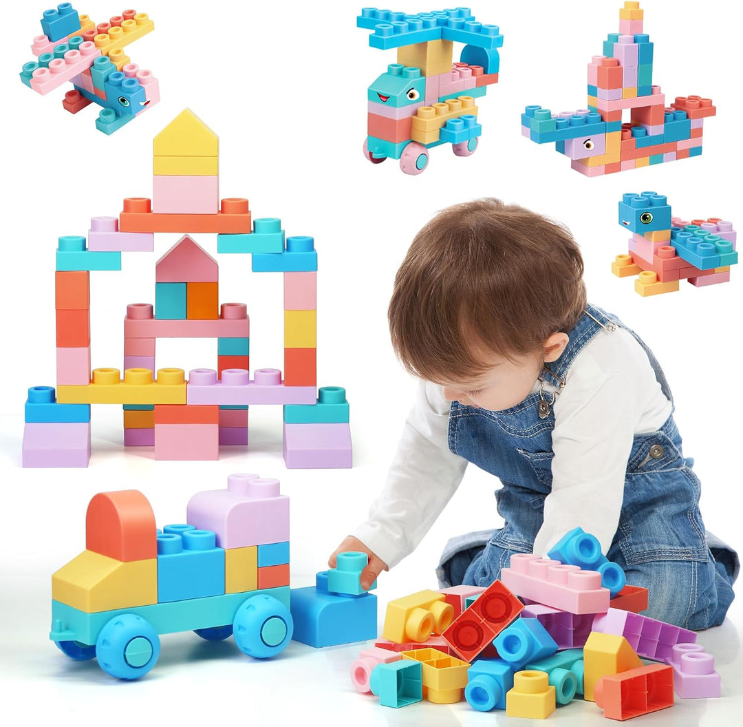 Juego de 78 bloques de construcción suaves STEM para niños de 18 me...