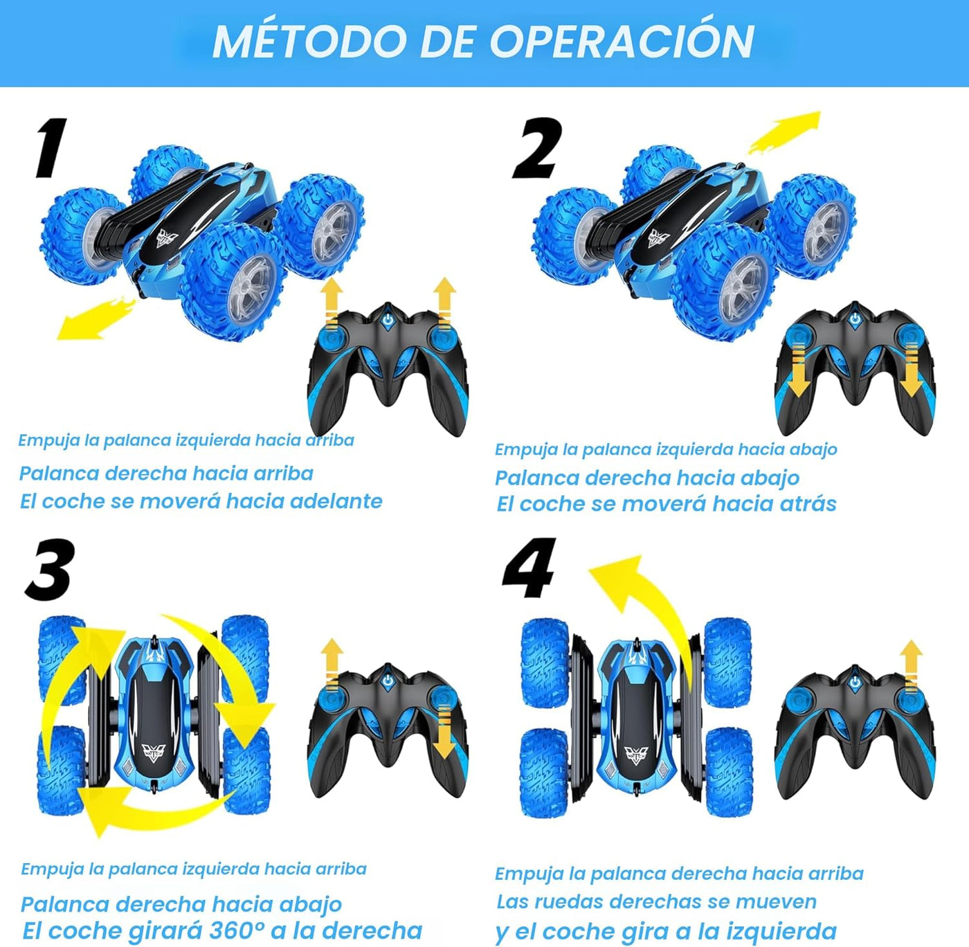 KKONES - Coche a control remoto, auto de acrobacias de radio contro...