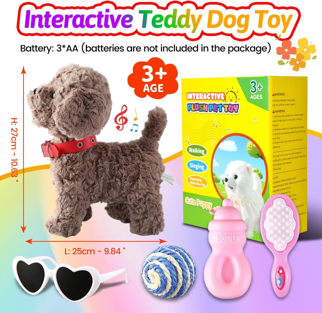 Juego de juguetes de peluche para perros que cantan, repite lo que...