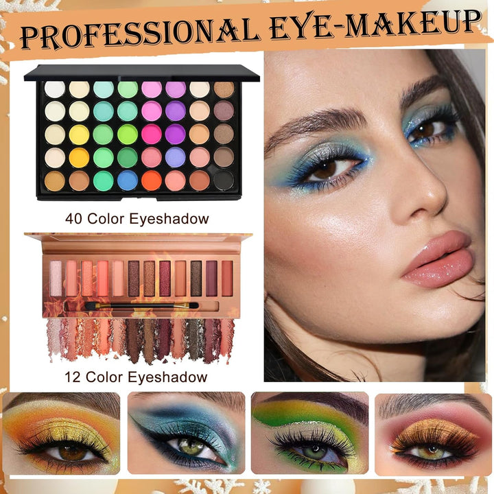Kit de maquillaje para niñas: sombra de ojos de 40 colores, base, b...