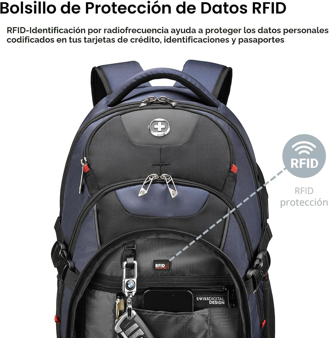 swissdigital Mochila para portátil de viaje de negocios, para hombr...