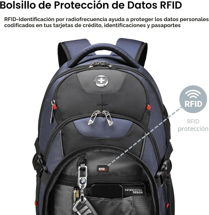 swissdigital Mochila para portátil de viaje de negocios, para hombr...