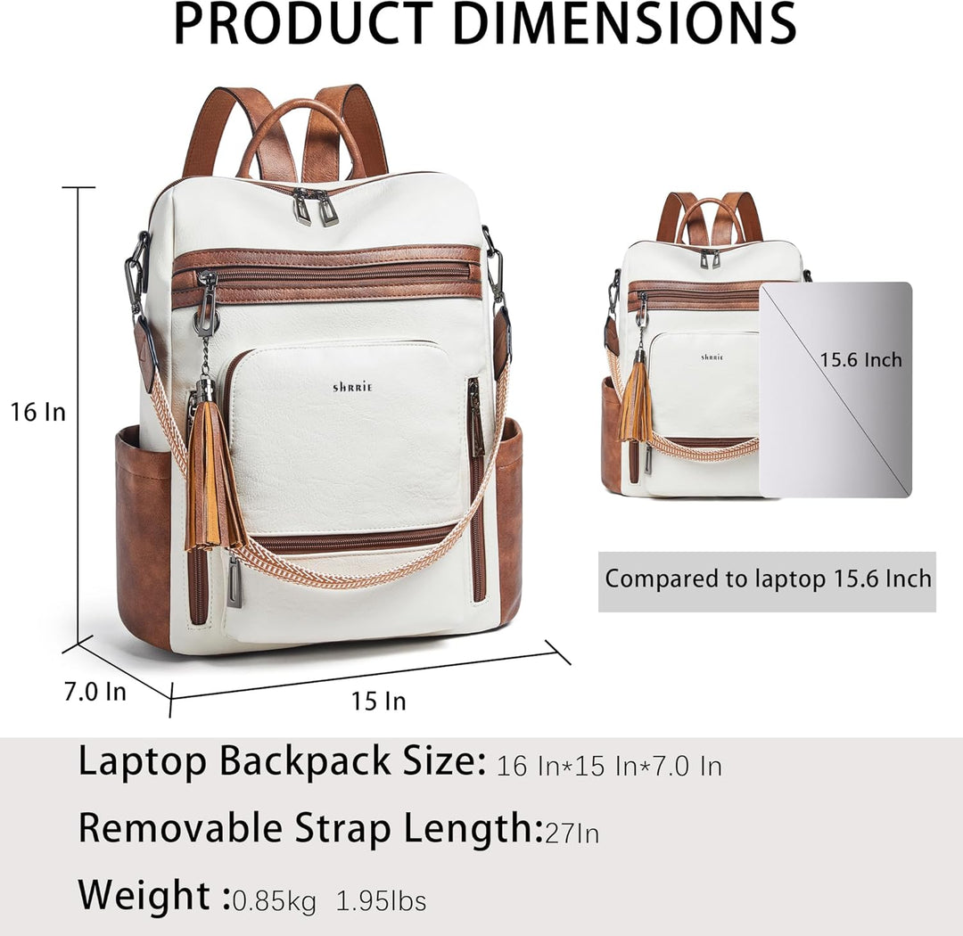 Shrrie - Mochila vegana de cuero para laptop de 14 pulgadas para mu...