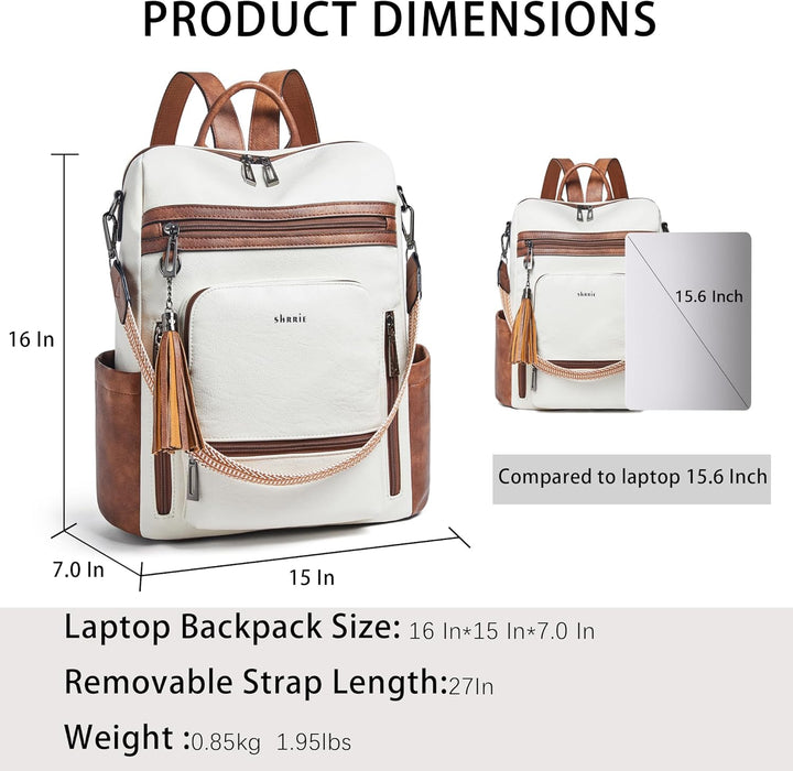 Shrrie - Mochila vegana de cuero para laptop de 14 pulgadas para mu...