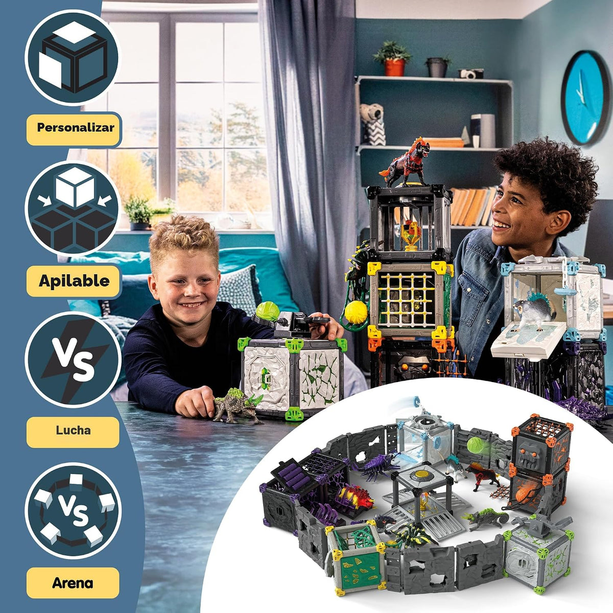 Schleich Eldrador Creatures - Set de Juego de Cueva de Batalla Sombría de 34 Piezas con Juguetes de Bichos - Figuras de Insectos para Niños y Niñas con Fortaleza Expandible - Juego Interactivo e
