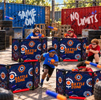 Target Búnker Táctico y Blaster de Espuma 59x34” Zona de Combate Fort Bunker, Compatible con Laser Tag, Pistola de Agua y Actividades de Cumpleaños, Pared Plegable para Juego Activo
