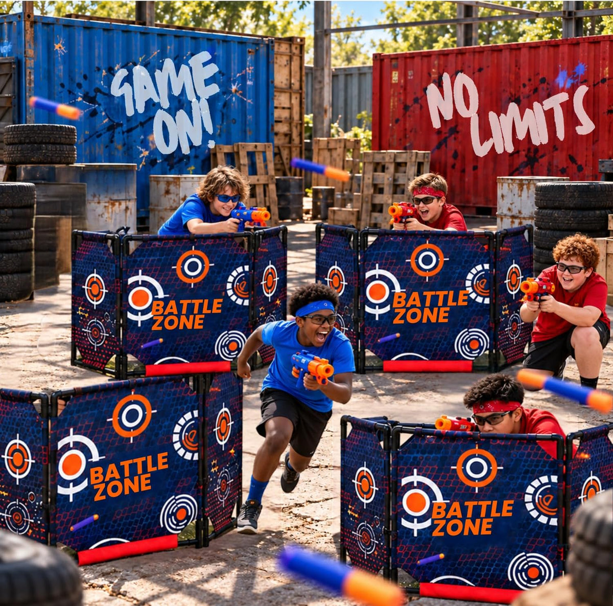 Target Búnker Táctico y Blaster de Espuma 59x34” Zona de Combate Fort Bunker, Compatible con Laser Tag, Pistola de Agua y Actividades de Cumpleaños, Pared Plegable para Juego Activo