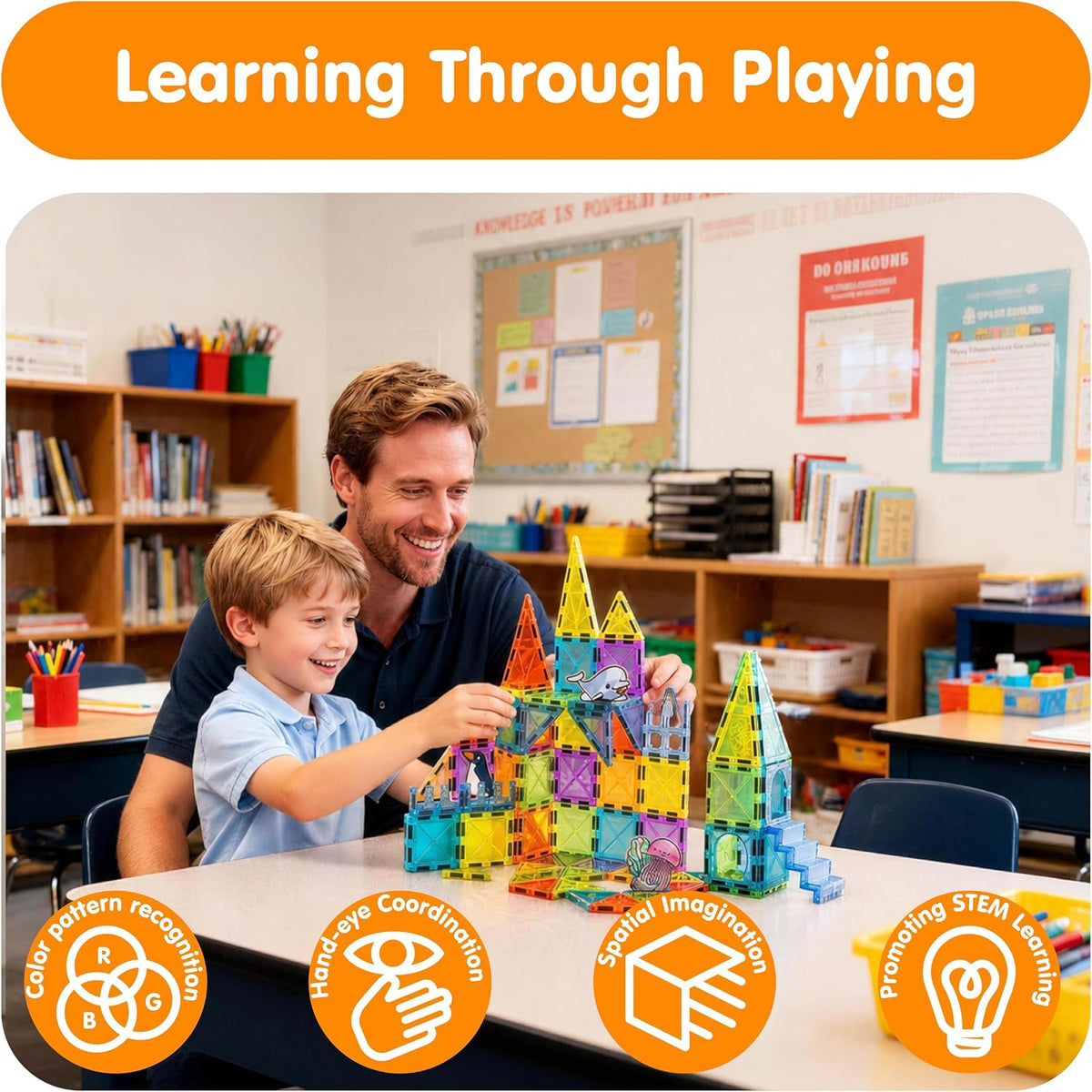 Azulejos magnéticos para niños, juego de juguetes de construcción