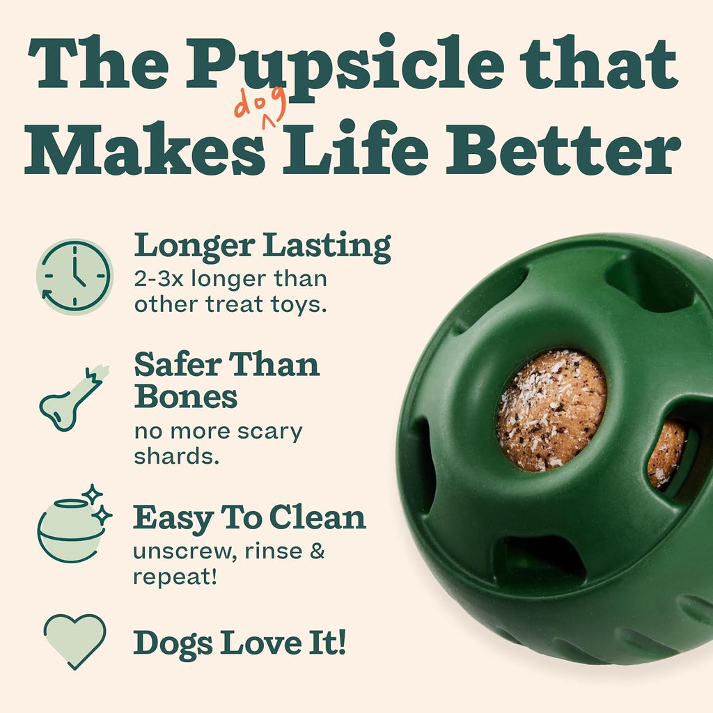 WOOF Pupsicle Dog Treat Toy con Silicone Treat Tray para Dogs 25-75 lbs