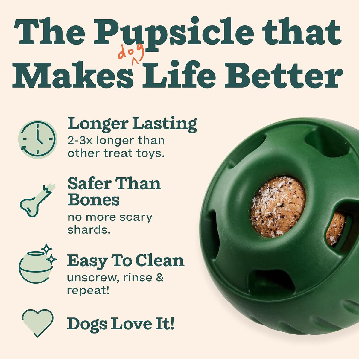 WOOF Pupsicle Dog Treat Toy con Silicone Treat Tray para Dogs 25-75 lbs