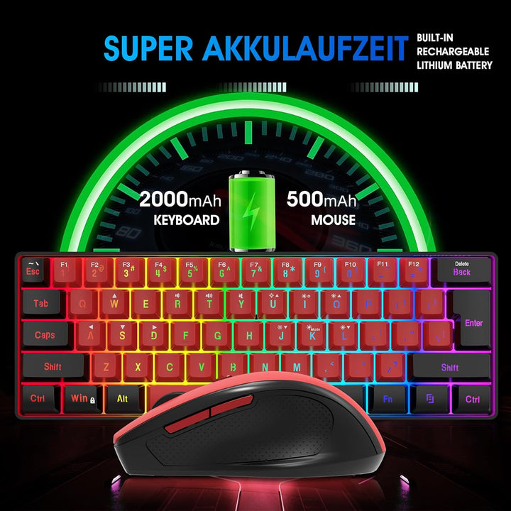 Snpurdiri Combo de teclado y mouse inalámbricos para juegos 2.4G, t...