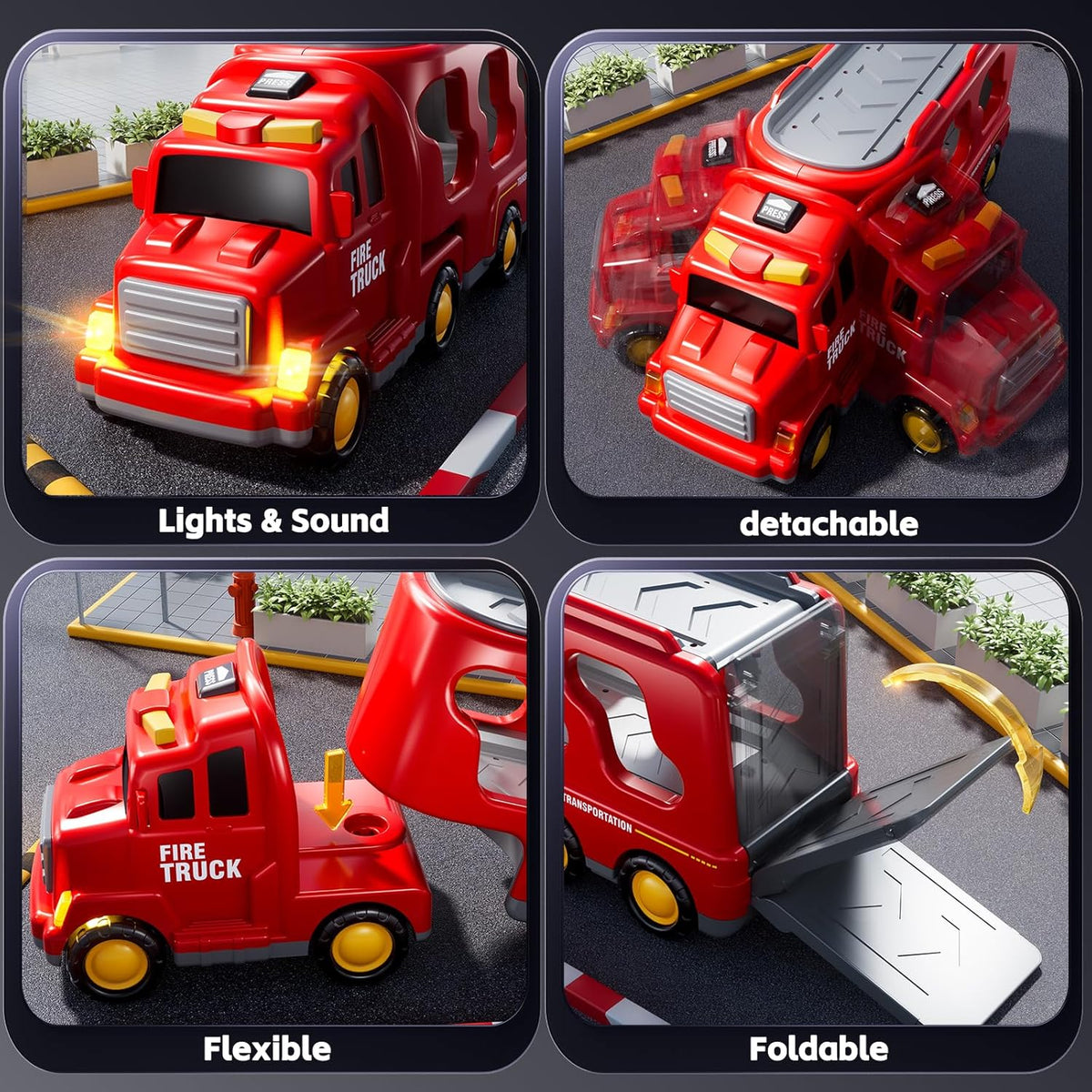 KIZONLY Camiones de Bomberos de Juguete para Niños Pequeños de 1-3,...
