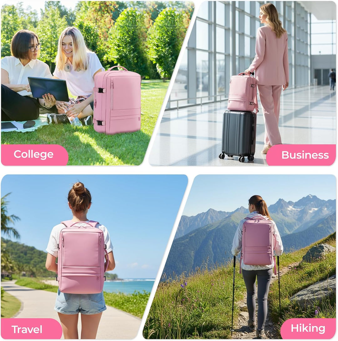 Rcrirth Mochila de viaje para mujer | Mochila de mano expandible co...